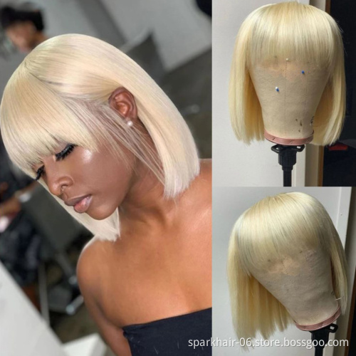 Glueless Brazilian Short Human Hair Wigs for Black Women 613 Blonde Remy Short Bob Straight Human Hair Wigs Pixie Cut Wigs